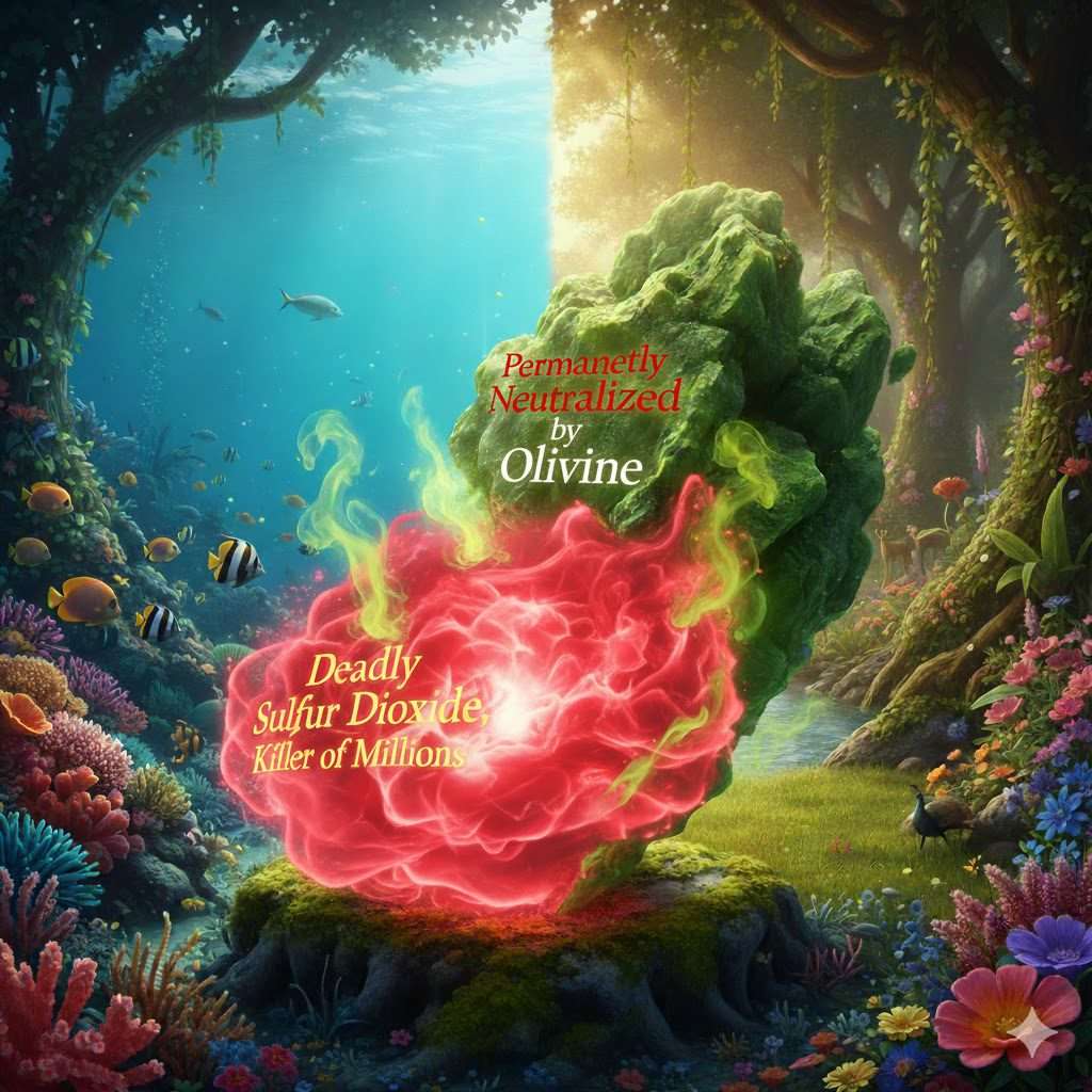 SO₂, the Silent Killer of Millions, Permanently Neutralized by Magnesium Olivine