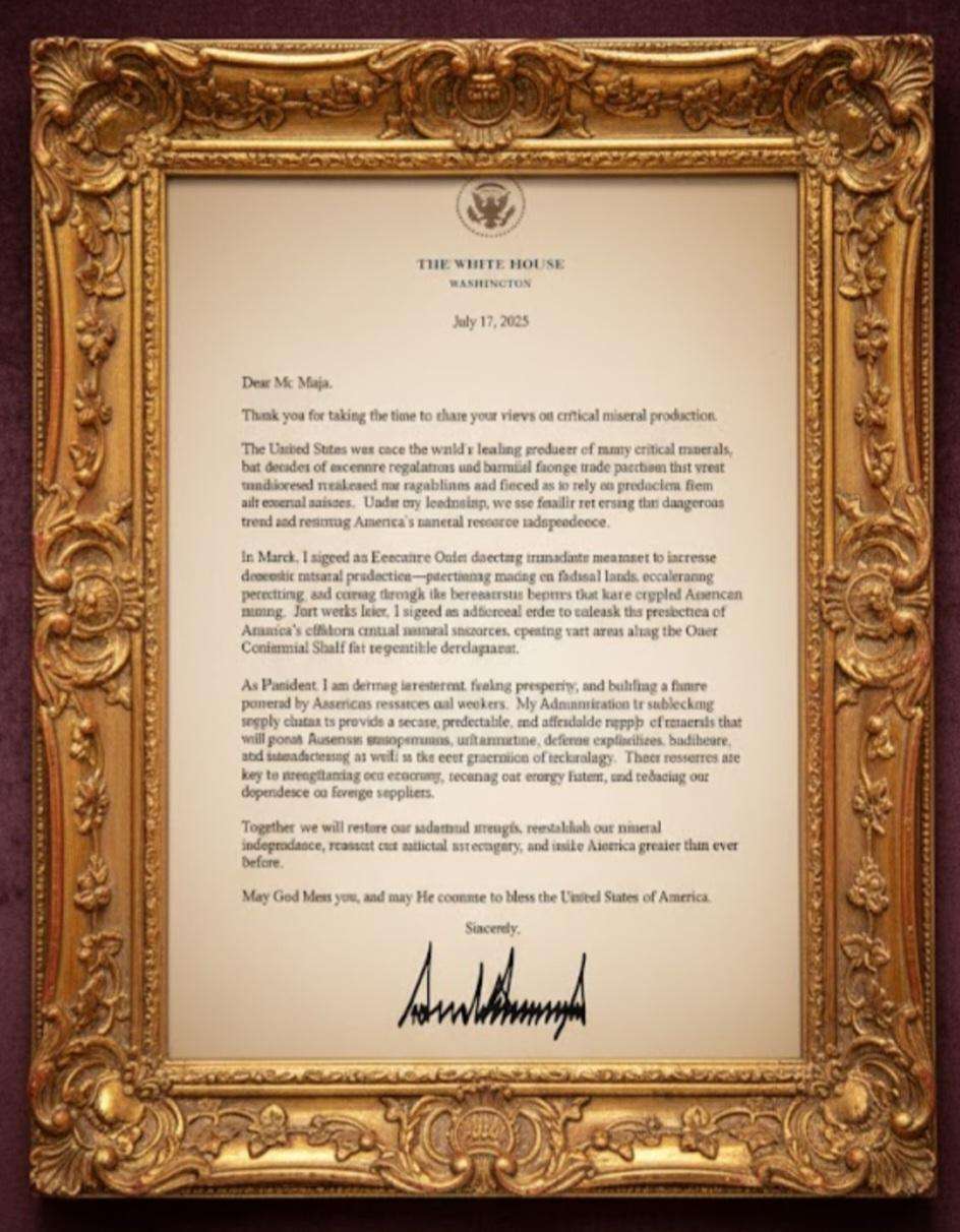 Sahit Muja Receives Letter from President Donald J. Trump 